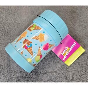 Bentology Insulated Food Jar Ice Cream Pattern Blue Stainless Steel 13oz Thermos